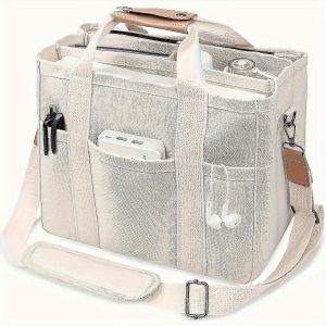 Sac fourre-tout en toile avec multi-poches pour femme - Neuf