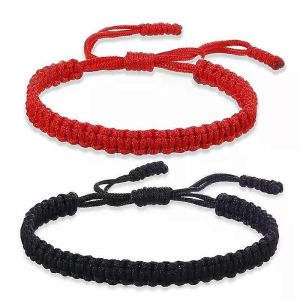 Fait &Agrave; La Main Noir Rouge &Eacute;pais Corde Noeud Bracelet Pour Femmes Hommes R&eacute;tro Style Ethnique Tib&eacute;tain Bouddha Tresse Cha&icirc;ne Couple Amiti&eacute; Bijoutier - Neuf