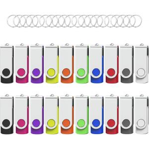 Cle Usb 1 Go Lot De 20 Clés Usb 2.0 Flash Drive Stockage Rotation Disque Mémoire Stick Clé Usb Lot 1Go Stockage Données Avec Lumière Led,10 Couleurs[CLE8110383] - Neuf