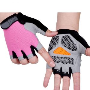 Les Hommes De L'anti-Sueur Demi-Doigts Anti-Slip Gants De Vélo Respirant Gants De Sport Anti-Choc Vélo Gants Vélo (Rose) - Neuf