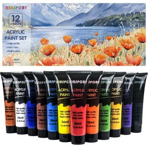 Mevronisshop-Peinture Acrylique 12 X 36 Ml - R&eacute;sistant &Agrave; L'eau, Certifi&eacute; S&eacute;curit&eacute; - Pour Toile, Pierre, Bois, Tissu. Id&eacute;al Pour Artistes, D&eacute;butants Et Enfants - Neuf