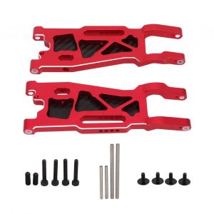 Ensemble de bras de suspension avant RC en alliage d'aluminium avec plaque de carbone, bras oscillants avant RC pour TRAXXAS 1/8 4WD SLEDG, rouge - Neuf