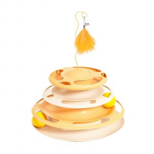 Jouet Pour Chats Teaser Boredom Cats Turntable Toy Rollertrack Interaction Pet Feather Toy Cats Hunting Toy Indoor Feeders Toy Couleur Orange-Couleur Orange - Neuf