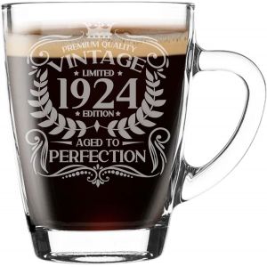 Eryi-Tasse En Verre Gravée Pour Les Amateurs De Café, Tasse À Thé Pour Les 101 Ans - 300 Ml - Cadeau Amusant Pour Homme Ou Femme - Neuf