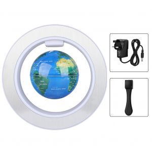 Hjlian Globe Flottant Magnetique Rotatif En Forme De O De 10 Cm Avec Lumiere Led, Ideal Pour La Decoration De La Maison Ou Du Bureau, 100-240 V, Bleu, Royaume-Uni - Neuf