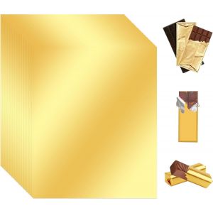 Letnerny-Lot De 50 Feuilles De Papier Aluminium Doré - 19 X 16 Cm - Papier D'emballage Pour Chocolats Et Bonbons - Neuf