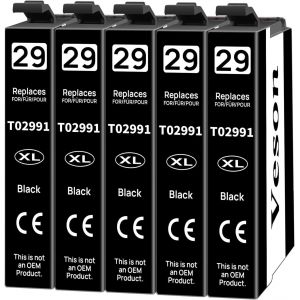29Xl Cartouches D'Encre Compatibles Pour Epson 29 Xl Avec Epson Xp-352 Xp-342 Xp-442 Xp-452 Xp-335 Xp-345 Xp-245 Xp-235 Xp-247 Xp-255 Xp-432 Xp-435 Xp-445 Xp-455 Xp-355 (5 Noire) - Neuf