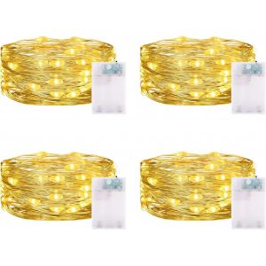 TRAHOO-Guirlande Lumineuse ma Minuterie 3 m&egrave;tre 30LEDs Guirlande LED Mini Guirlande Lumineuse a Pile IP65 &eacute;tanche LED a Pile pour Interieur Exterieur, Vacances, Mariage, F&ecirc;te, No&euml;l, Chambre - Neuf