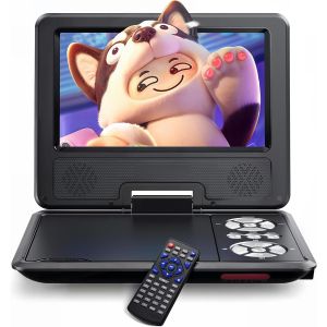 MEVRONISSHOP-9,5"" Lecteur DVD Portable pour Enfants avec &Eacute;cran Pivotant HD, 6 Heures d'Autonomie, Prise en Charge de la T&eacute;l&eacute;vision de Synchronisation, USB/SD Pas de compatibilit&eacute; Blu-Ray - Neuf