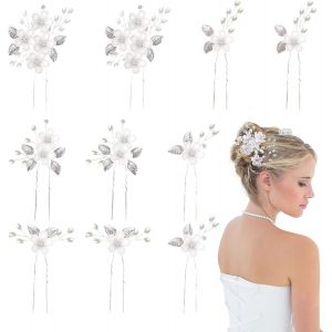 Kal-10 Pièces Accessoire Cheveux Mariage Peigne De Cheveux De Mariage Peigne Cheveux Mariage Pince Peigne Cheveux Mariage De Mariée Mariage Fleur Accessoire Cheveux Mariage Fille Femme (Argent) - Neuf