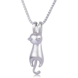 Kal-Collier Femme Argent Chat Argent 925 Pendentif Bijoux Chat Necklace Cadeau Parfait Pour Les Femmes Filles - Neuf