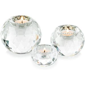 Bougeoir Boule De Cristal Lot De 3, Supports Pour Bougies Chauffe-Plat En Verre Transparent Chandelier Pour Décoration De Chambre De Table À Dîner Mariage Cadeau Fête Méditation - Neuf