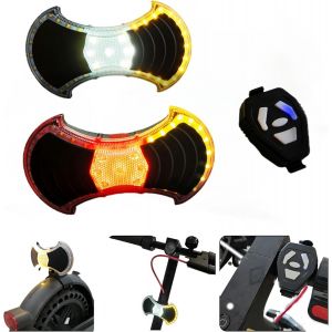 Lumi&egrave;re Avant Et Arri&egrave;re Avec Clignotants Pour V&eacute;lo Et Trottinette - Accessoires Et Fixation Universelle Arri&egrave;re Pour Trottinette Compris, T&eacute;l&eacute;commande Sans Fil, Lampe Led Rechargeable Par Usb - Neuf