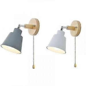 Applique Murale Nordique En Bois, Lampe De Chevet, Lampe De Couloir, Chambre A Coucher, Avec Interrupteur A Glissiere - Neuf
