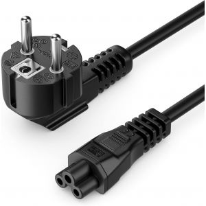 7,5m Câble Secteur Câble d'alimentation Contact de Protection Fiche Type F (CEE 7/4) Coudé 90° à Prise IEC C5 2,5 Ampères Accouplement de Trèfle Bloc d'alimentation Ordinateur Portable Noir - Neuf