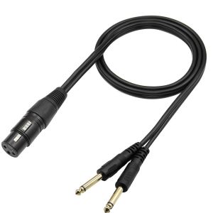 XLR vers 6.35mm Y Splitter Audio C&acirc;ble XLR Femelle&agrave; 2 TS 1/4 Mono Double Prise St&eacute;r&eacute;o C&acirc;ble 3PinXLR &agrave; Double 6,35mm Convertisseur C&acirc;ble,pour Microphone Amplificateur Mixeur,1m/3.3ft - Neuf