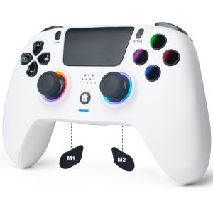 Manette Sans Fil Compatible Avec Ps4/Pro/Slim, Bluetooth Manettes Avec Hall Trigger/Hall Joystick (No Drift), Lumi&egrave;res Rgb, Vibration, Capteur 6 Axes, Prise Casque, Boutons Programmables - Neuf