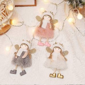 D&eacute;corations d'arbre de no&euml;l set 3pcs ange ornements en peluche pendentif - Neuf