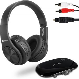 MEVRONISSHOP-TA005 Casque TV sans Fil, Casque Audio sans Fil pour Television, Int&eacute;gr&eacute; Rechargeable Batteries, Supports St&eacute;r&eacute;o, AUX et RCA Entr&eacute;e, Volume Elev&eacute; pour Personnes Ag&eacute;es - Neuf