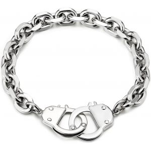 Exquise Acier Inoxydable Homme Femme Menottes Chaîne Maillons Bracelet,Poli Couleur Argent - Neuf