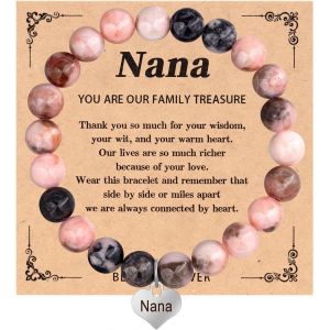 Bracelet En Pierre Naturelle Pour Femmes, Bracelet Élastique En Forme De Coeur En Pierre Naturelle 8mm Bracelet En Pierre Ronde Fait À La Main Cadeaux Pour Maman Amitié - Neuf