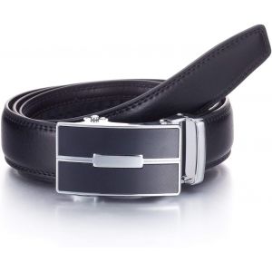 Cauc-Ceinture Sans Trou En Cuir Avec Boucle Automatique &Agrave; Cr&eacute;maill&egrave;re 3 Cm Homme - Neuf