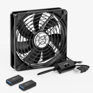 KALANKA-Ventilateur USB 120mm Avec 2 Adaptateurs USB Femelle vers Type-C Femelle, 3 Vitesses Réglables Ventilateurs PC Silencieux 12cm Fan 5V pour PS4/PS5/TV Box/AV Cabinet/Laptop/Routeur/Xbox - Neuf
