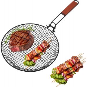 LETNERNY-Panier De Grill Rond En Acier Inoxydable, Panier De Grill Pliable, Panier De Grill À Poisson En Acier Inoxydable, Paniers De Grill, Pliable Panier De Barbecue, Pour Poisson, Légumes, Steak - Neuf
