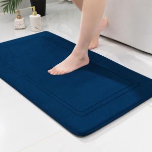Tapis De Bain En Mousse À Mémoire De Forme-Tapis Salle De Bain Absorbant-Tapis De Bain Antidérapant-Pour Salle De Bain Et Salon-60 X 90 Cm-Bleu Foncé - Neuf