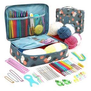 Kit De Crochet Avec Sac De Rangement Aiguilles Tricoter Ensemble Bricolage Arts Artisanat Outils De Couture - Neuf