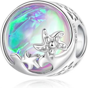 Charm De Plage Et Oc&eacute;an Pour Bracelet Pandora, Perle D'argent Sterling 925 &Eacute;toile De Mer Et Vague, Cadeau De Bijoux Pour Femmes Et Filles - Neuf