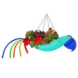 Pot de fleur en métal Oiseau volant forme Pot de fleur perroquet coloré,S,D - Neuf
