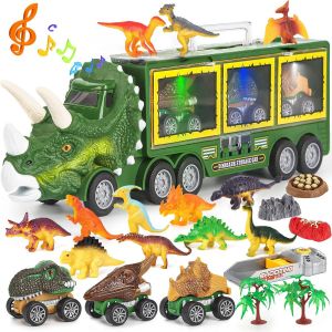 KAJGL-Dinosaure Jouet Camion De Transporteur Jouet Avec Lumière Et Son,Mini Figurine Dinosaure Et Voiture Dinosaure Pour Enfant 3 4 5 Ans - Neuf