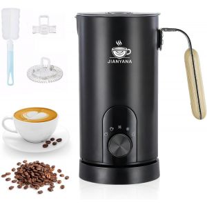 Mousseur &agrave; lait &eacute;lectrique 5 en 1,mousseur &agrave; lait automatique chaud froid chauffe-lait chocolat chaud,Grande capacit&eacute; Inox &agrave; Nettoyage Facile,pour latte,cappuccinos,macchiato(noir) - Neuf