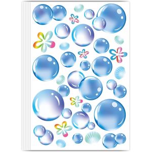 6pcs Autocollants Muraux Bulles,30x20cm D&eacute;coration De Fond Marin Pour F&ecirc;te D'anniversaire Accessoires De F&ecirc;te D'&eacute;t&eacute; Stickers Muraux Pour Chambre Et Salle Bain - Neuf