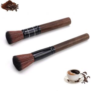 JGD-Lot de 2 pinceaux &agrave; caf&eacute; - 19 et 17,5 cm - En &eacute;b&egrave;ne - Porte-filtre - Brosse de nettoyage du caf&eacute; avec manche en bois - Pour la maison, le caf&eacute;, la boulangerie - Neuf