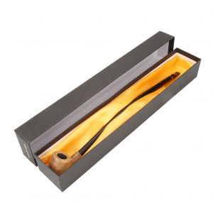 Pipe a tabac en bois a long manche, exquise, avec boite d'emballage (couleur claire) - Neuf