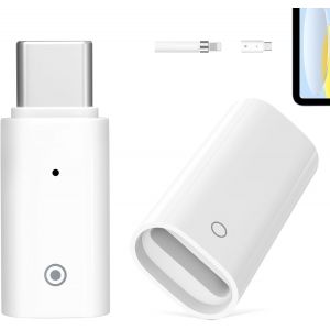 THEF-2 Pièces Adaptateurs de Charge pour Apple Pencil 1ère Gén, Adaptateur USB-C vers Apple Pencil + Connecteur Femelle vers Femelle, Adaptateur USB C Mâle vers Femelle pour iPad 10e Gén, Blanc - Neuf