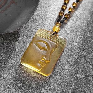 Bouddhiste Sakyamuni Bouddha Pendentif Cristal Givré Bouddha Statue Collier Chaîne De Perles Hommes Et Femmes Amulette Bijoux - Neuf
