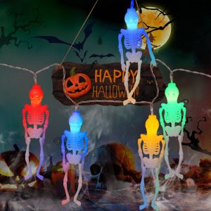 Guirlande Lumineuse D'halloween 20 Led 2,5 M Décoration D'halloween 8 Modes Avec Télécommande Fantôme Crâne Lumière Étanche Fonctionne Avec Piles - Neuf