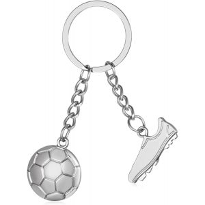 Kal-Porte-Clés De Football Pour Garçons En Argent Chaussure De Football Et Ballon Porte-Clés Nouveauté Fan De Sport Porte-Clés Pour Hommes Garçons Métal Pendentif Football - Neuf