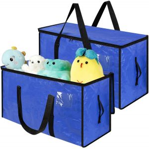 Jexnovashop-Sac Rangement V&ecirc;tements Grands, Lot De 2 Sacs D&eacute;m&eacute;nagement 72 L Grand Format Transport Pliable Imperm&eacute;able Organiseurs Avec Poign&eacute;es Solides Pour D&eacute;m&eacute;nagement Camping Linge De Lit Chambre - Neuf