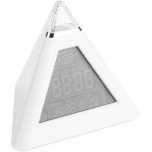 ERYI-Led Couleur Changeante Pyramide Numérique Lcd Réveil, 7 Couleurs Thermomètre Veilleuse Horloge De Table Bureau Avec Affichage La Température Pour Maison Le Chambre À Coucher En Forme Calendrier - Neuf