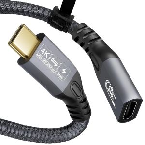 CLOUDDS-Usb C 3.2 Gen-2 Rallonge 0.5M 1.6Ft Thunderbolt 3 240W Câble De Charge Rapide Mâle À Femelle Transfert De Donnes 20Gbps 48V/5A Câble Type-C Sortie Video 4K Compatible Avec Macbook - Neuf