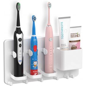 Support de Brosse à Dents Électrique Organisateur de Dentifrice Mural Autocollant en Multifonctionnel Support de Accessoires pour Salle de Bain et Cuisine (Blanc) - Neuf