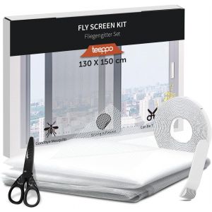 MAA-Moustiquaire Fenêtre 130x150 cm sans Perçage - Toile Moustiquaire Auto-Adhésive - Filet Moustiquaire avec Ruban Auto-Aggripant, Installation Facile sans Perçage - Découpable sur Mesure (Blanc) - Neuf