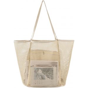 TIANYI-Grand Sac de Plage en Maille Femme Sac fourre-Tout pour Voyages Vacances Sacs de Courses Sac de Rangement Shopping Bag - Neuf