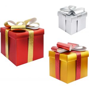 Trahoo-3 Pièces Boîtes De Cadeaux De Noël Boîtes De Bonbons En Carton Avec Noeud, Boîte D'emballage De Cadeaux Pour Bricolage Sous Le Sapin De Noël Décoration De Fête - Neuf