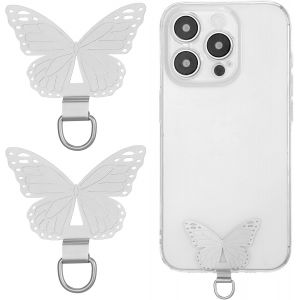 2pcs Supports Cha&icirc;ne T&eacute;l&eacute;phone Portable, Papillon Coussinets Universels Patchs Lani&egrave;re Attache Telephone Cha&icirc;ne Support Acier Inoxydable Attache Cordon Telephone Universels Plupart Smartphones - Neuf