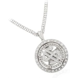 Kal-Collier Hip Hop Chaine De Rappeur,Cha&icirc;ne Plaqu&eacute; Avec Signe Dollar,Collier Dollar Bling Bling,Chaine Hiphop Homme,Chaine Dollar Deguisement,Accessoires De Rappeur Pour Hommes, Femmes - Neuf